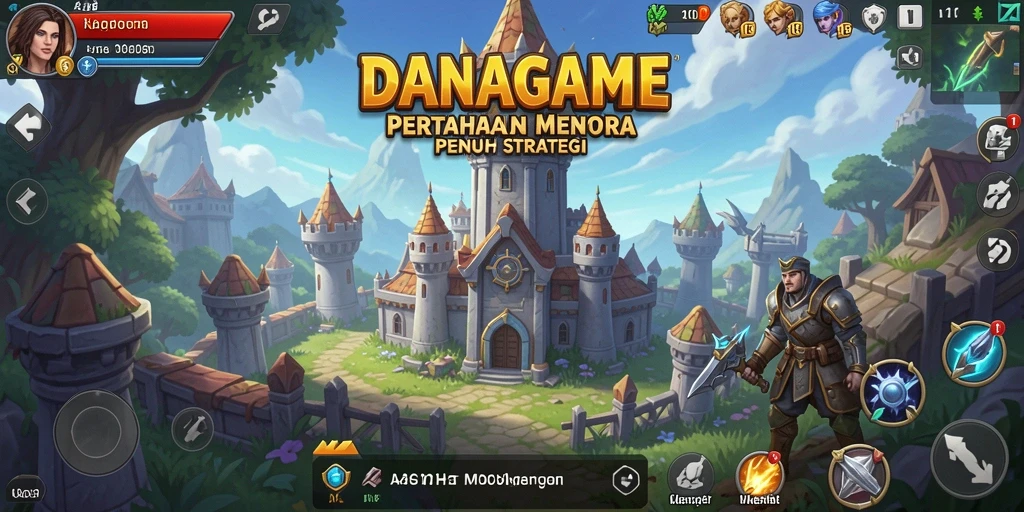 Tampilan gameplay menara pertahanan yang mendebarkan di DANAGAME.