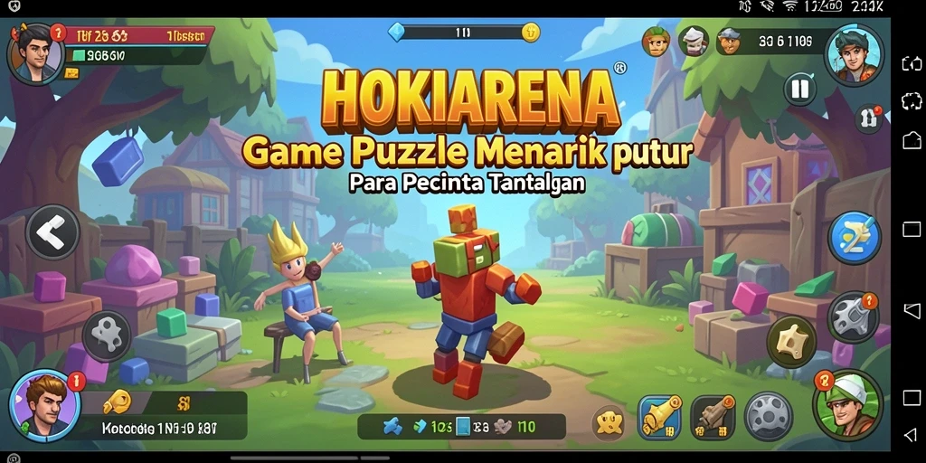 Screenshot gameplay HOKIARENA menunjukkan tantangan puzzle yang menarik.