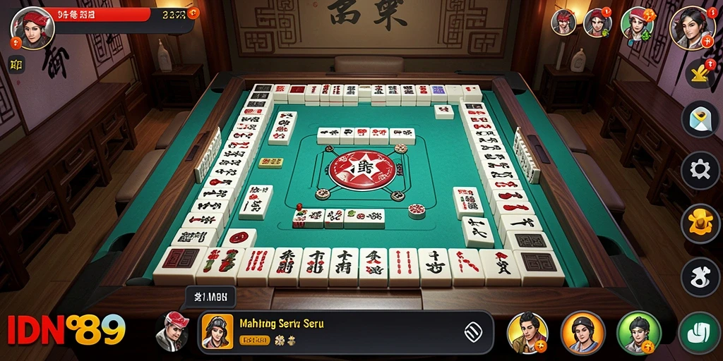 Tampilan gameplay IDN89 yang menarik dan penuh warna dalam permainan Mahjong.