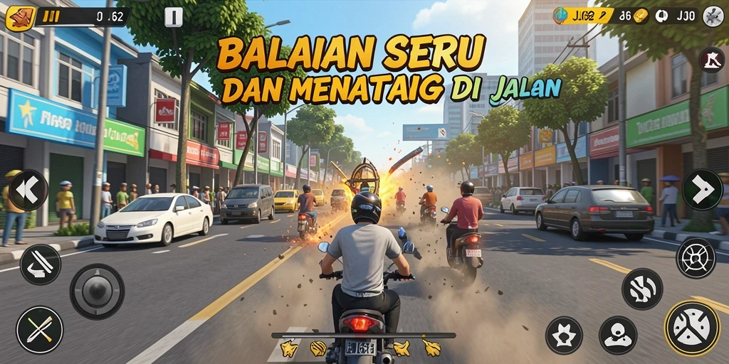 Screenshot gameplay JJ62 menampilkan aksi balapan yang mendebarkan.