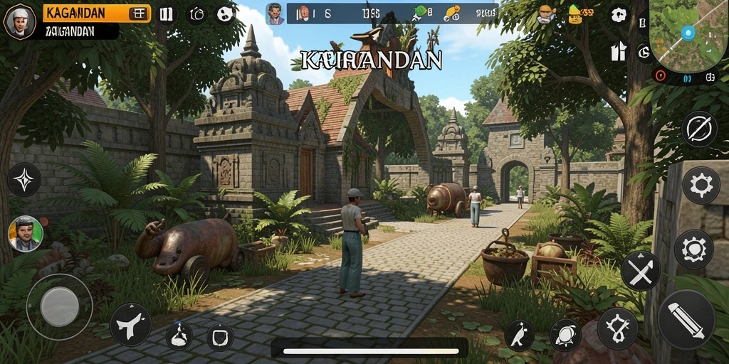 Pengalaman gameplay menarik dalam KAGANDAN dengan elemen simulasi yang kaya.