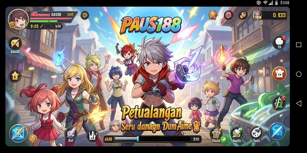 Screenshot menampilkan karakter anime dalam pertempuran epik.