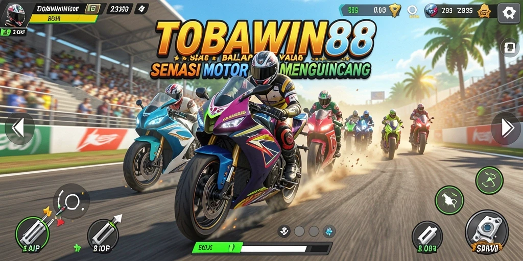 Gameplay seru dalam balapan motor yang mendebarkan.