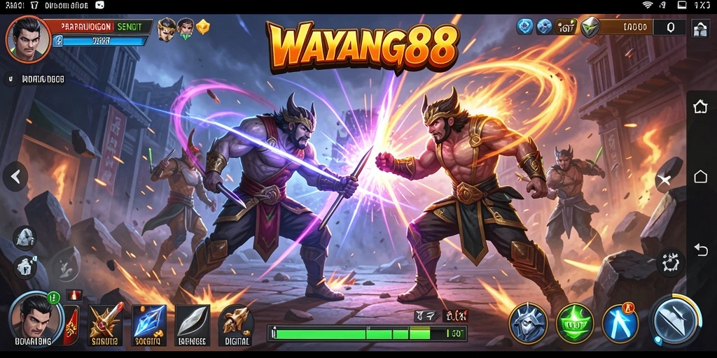 Gameplay seru dengan pertarungan karakter wayang.